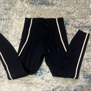 Stylish Black Kids Leggings with Cream Stripes